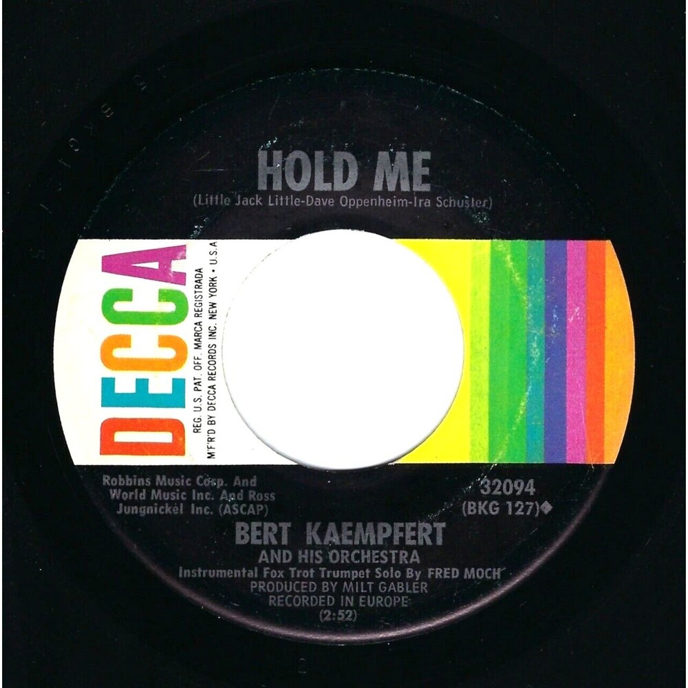 Bert Kaempfert 45 RPM "Hold Me / P***y Footin'" Decca EX Jazz Easy '67